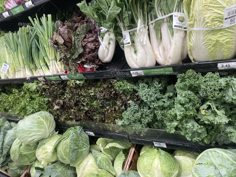 Greens area of produce department 