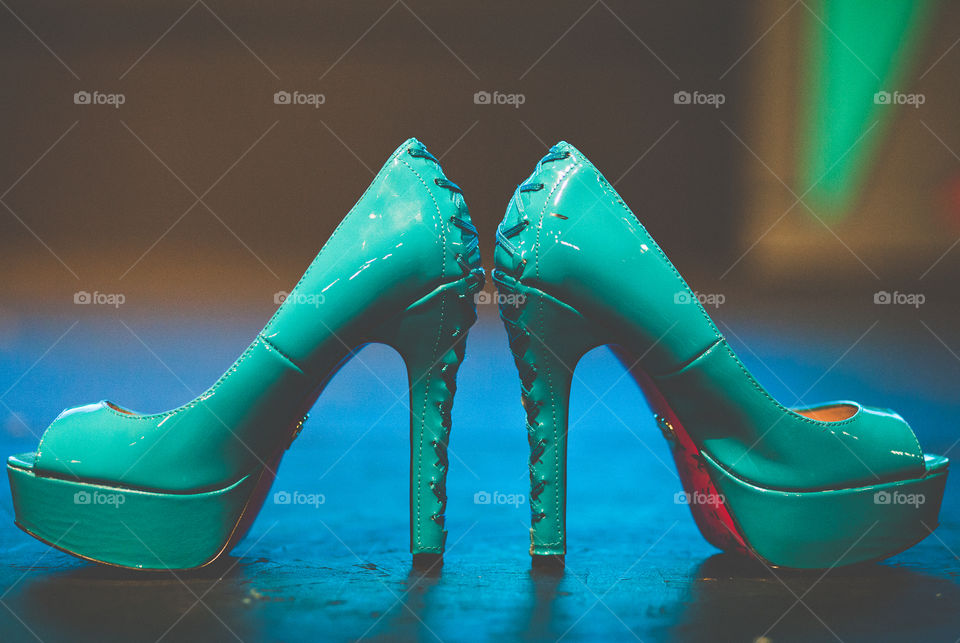 blue color shoes wedding by gene916