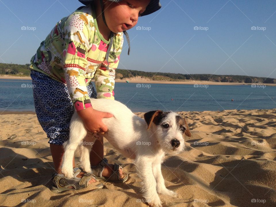 Kid and dog