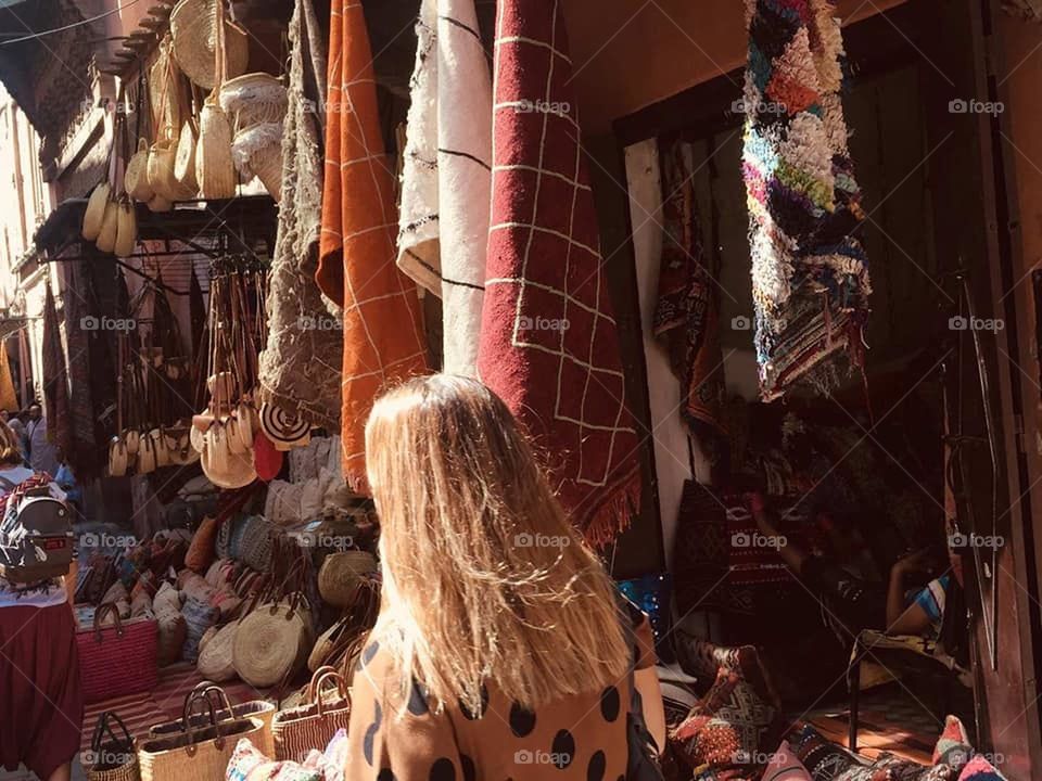 Moroccan traditional clothes market