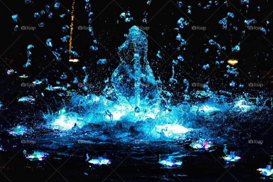Blue Water in Lights at Night