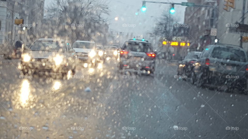 rain on windshield