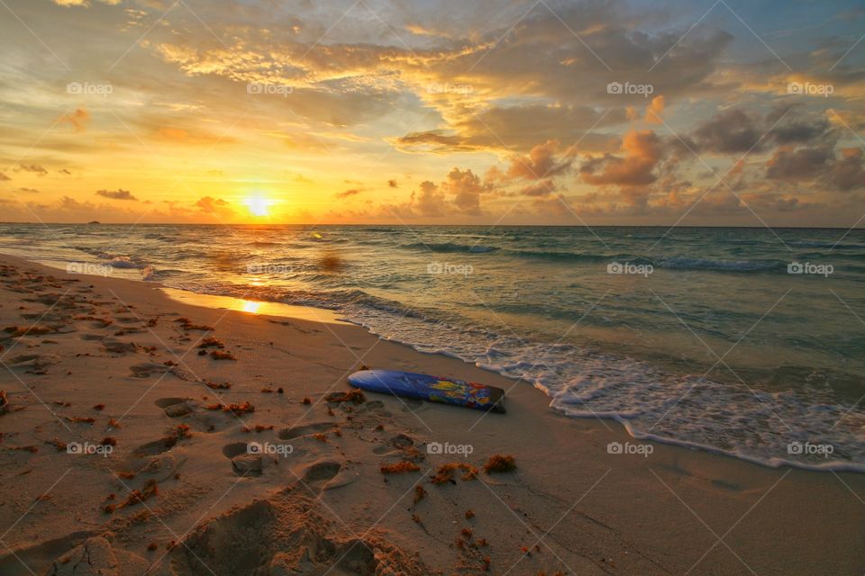 surf table under sand in the beach on summer