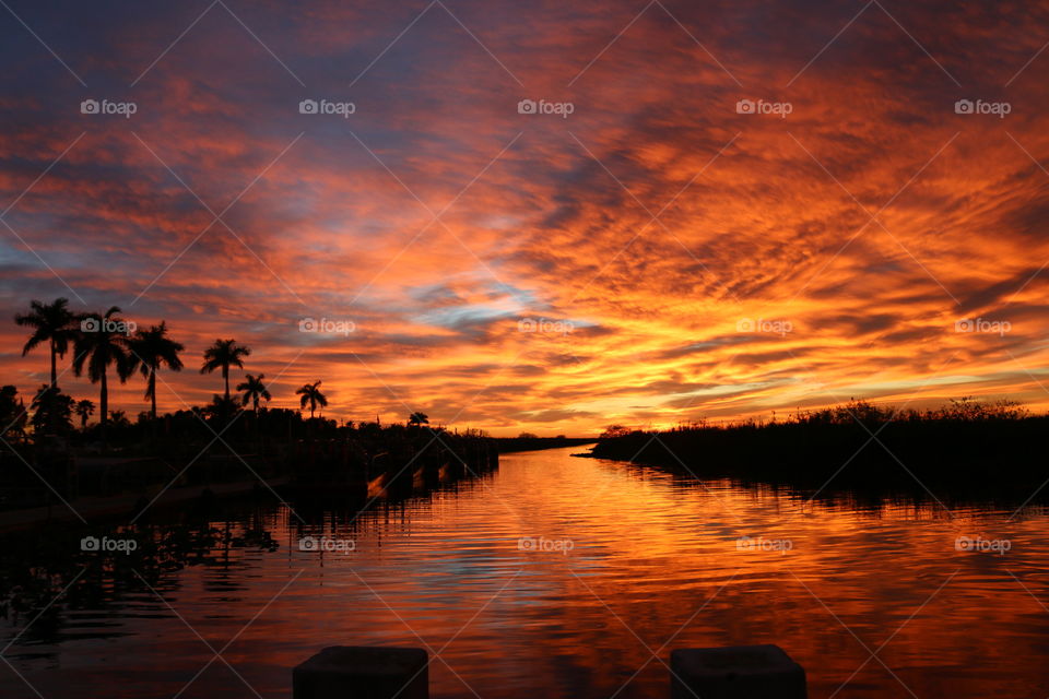 Dramatic sky reflecting in lake