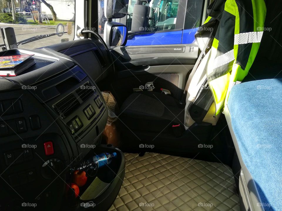 Truck interior.