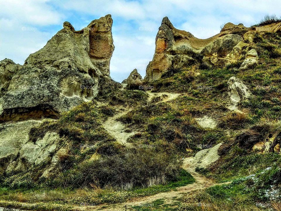 A specil landform is beautiful. spring in Turkey.