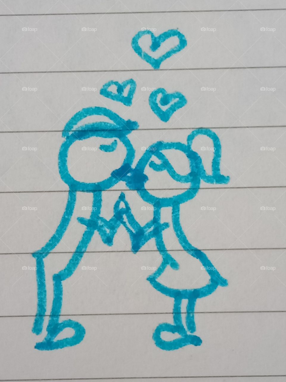 a drawing of a couple kissing