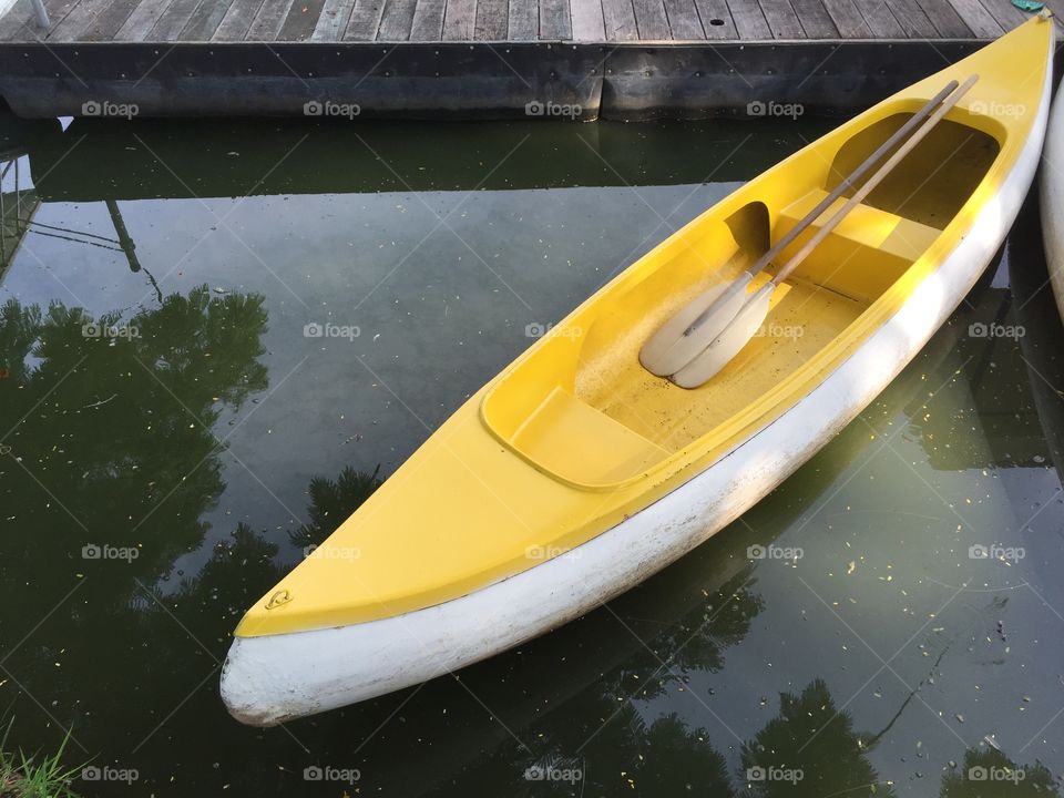 Yellow boat on the lake