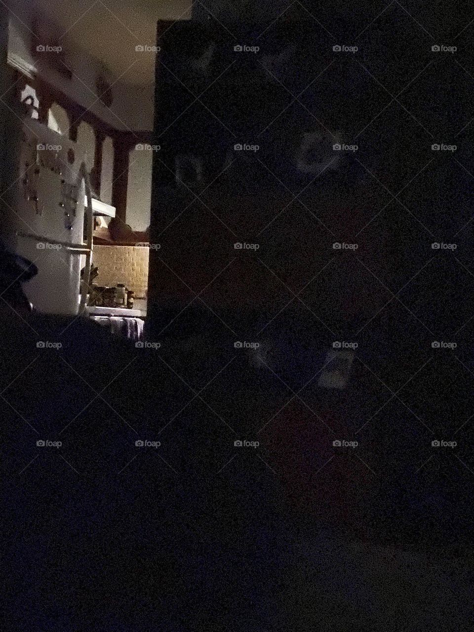 A view of the refrigerator from the dark living room taken with night mode on my iPhone 11. When watching TV often the refrigerator is calling: “Get a snack!” Even in the dark, I know it’s there. The kitchen beckons. I usually resist though.