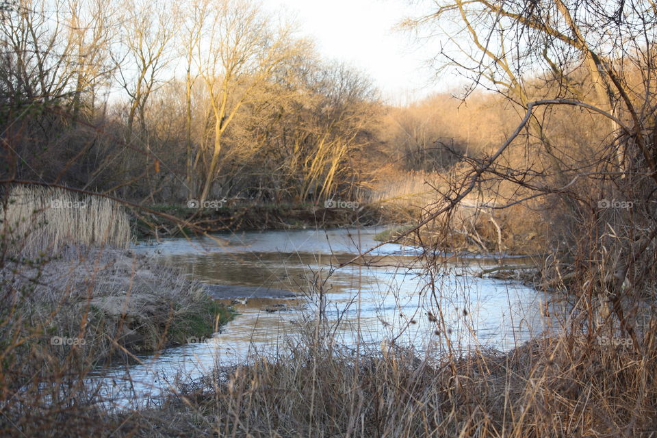 Early spring sunset on a river