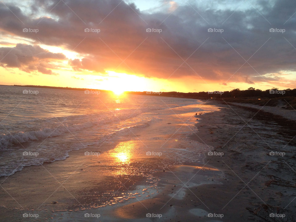 beach ocean sweden sunset by shec