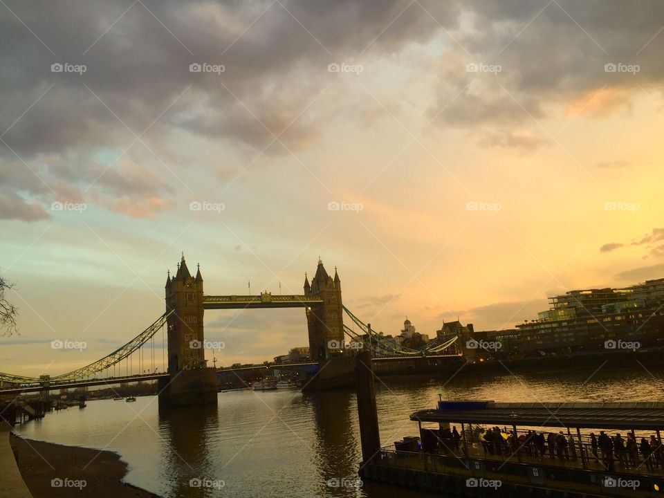 Water, Sunset, Bridge, River, Dawn