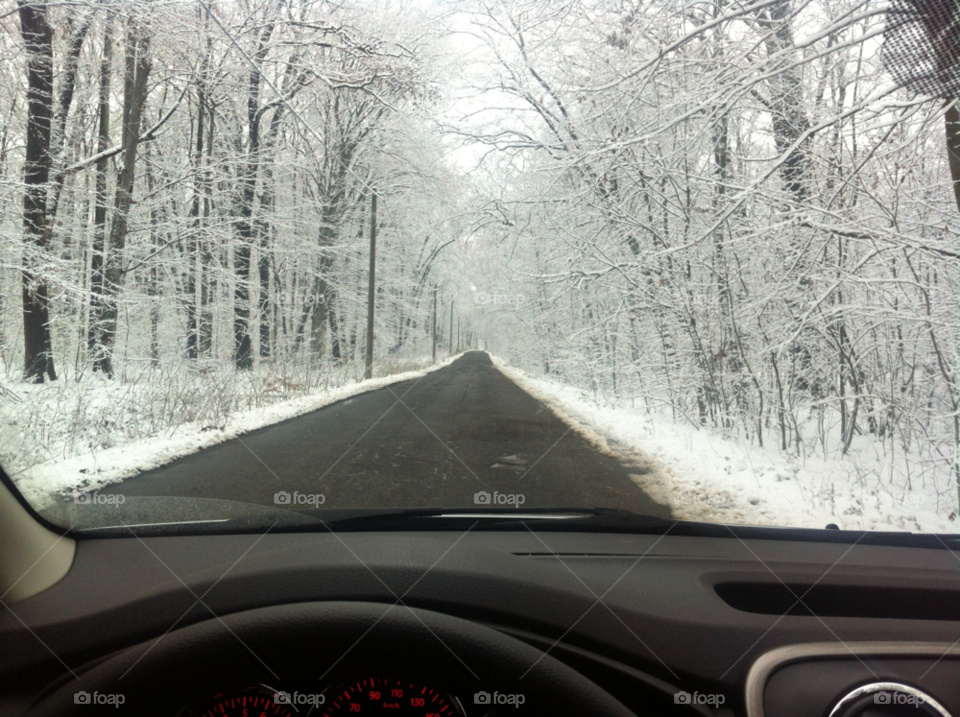 snow winter car forest by tediiliescu