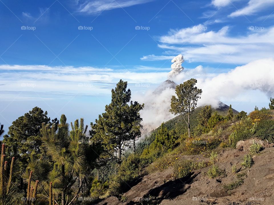 smoking volcano Fuego, Guatemala