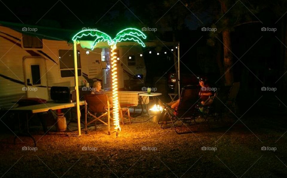 Relaxing by the campfire