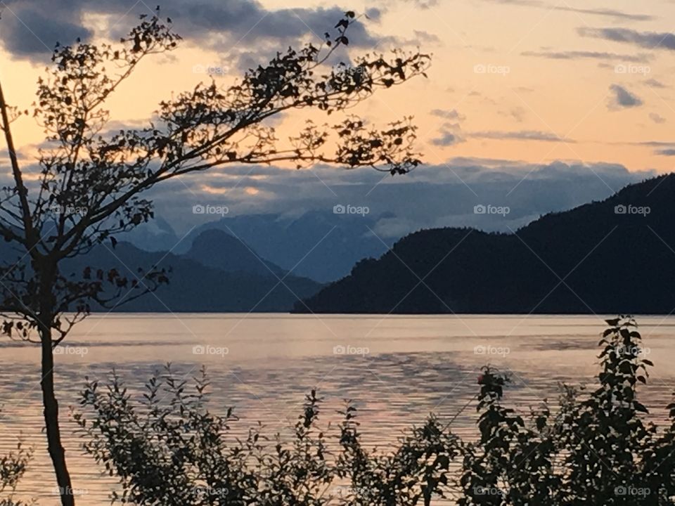 Harrison lake at dusk British Columbia
