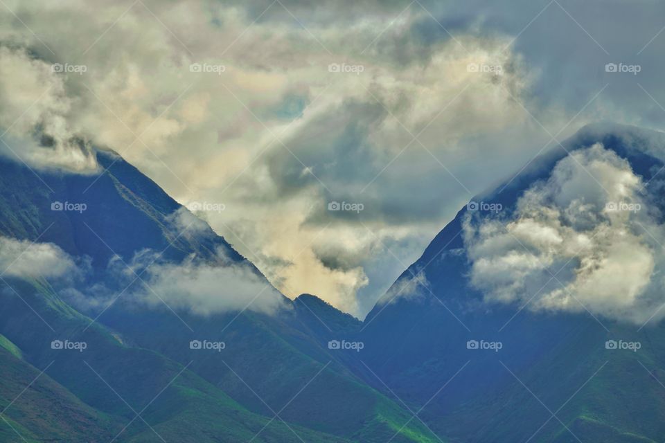 Mountains Of Maui Shrouded In Clouds