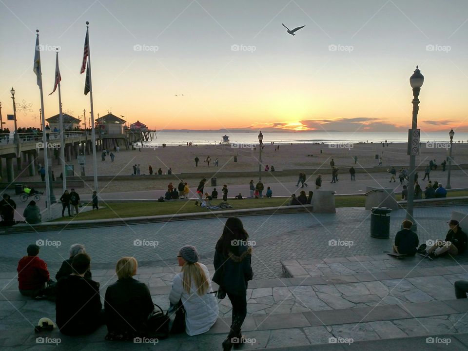 Huntington Beach At Sunset
