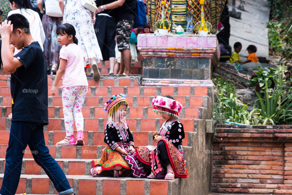 Thai girls in traditional clothes 