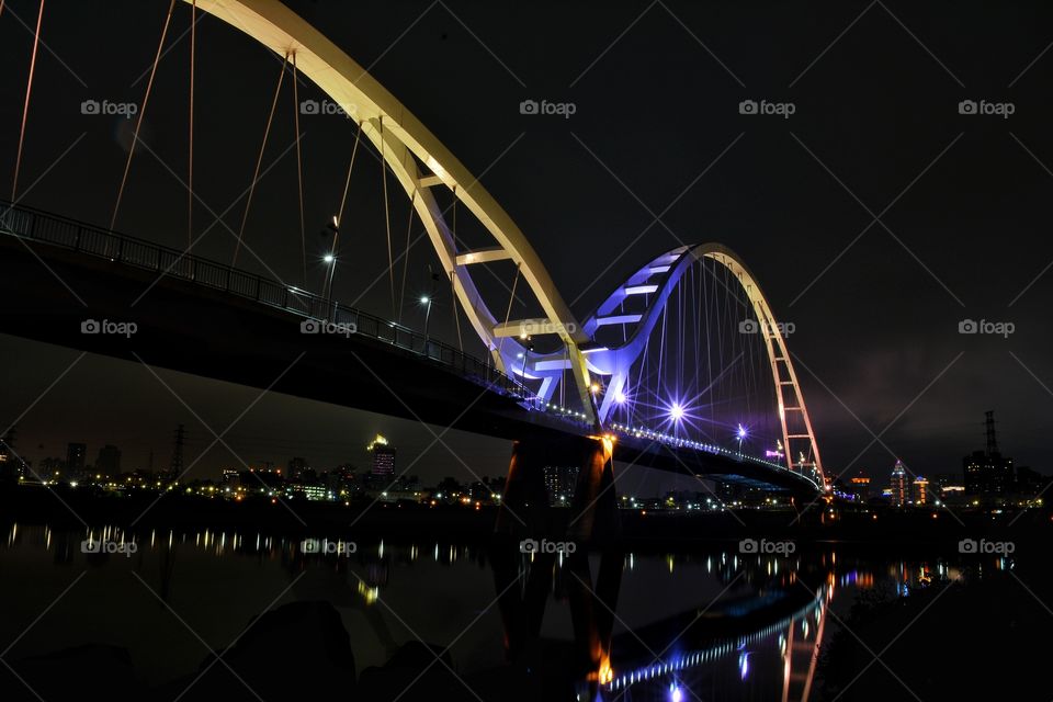 night in crescent bridge, Xinzhuang , Taipei city, Taiwan