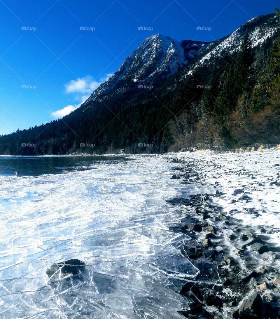 Scenic view of frozen lake