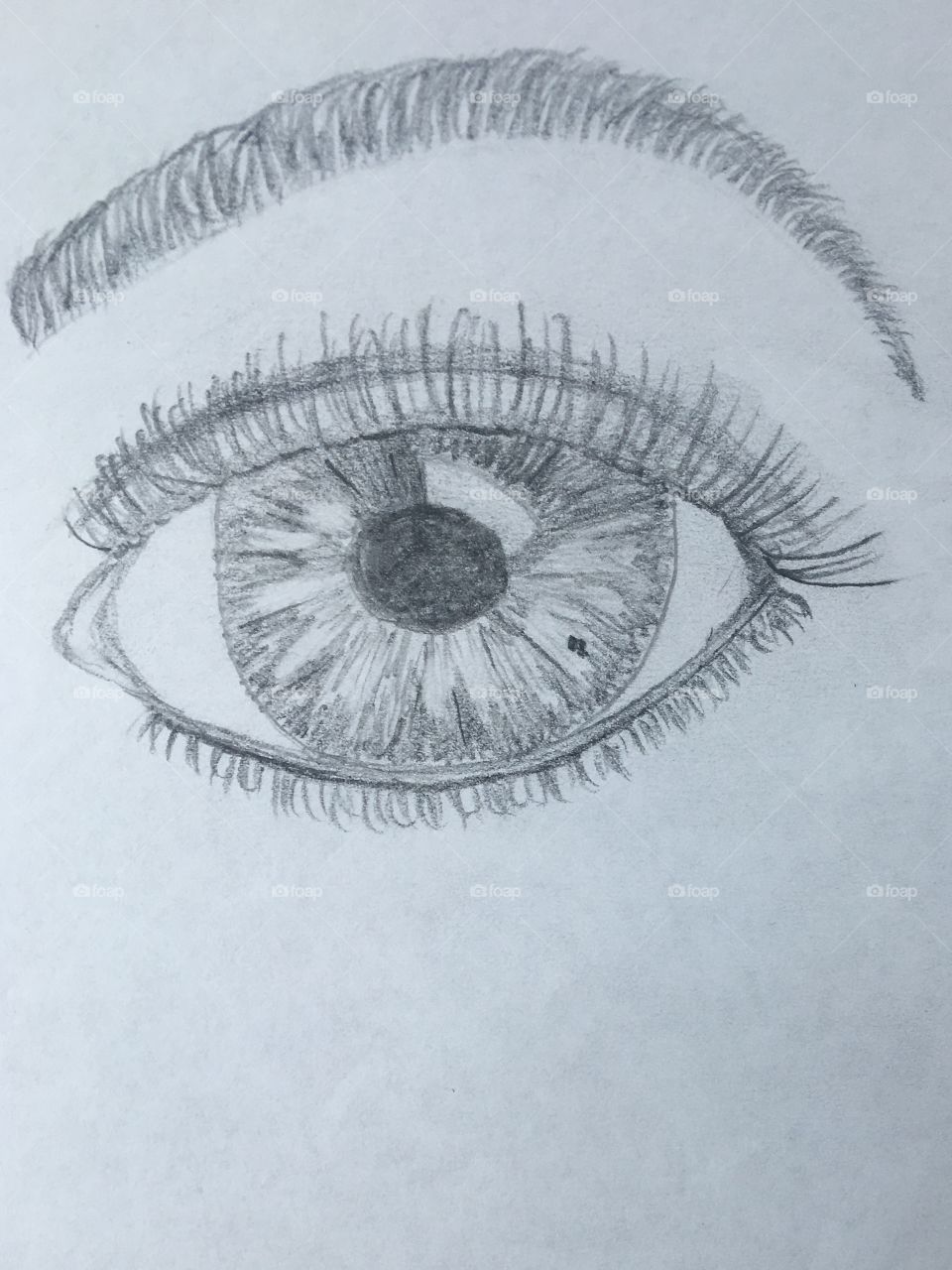 Realistic drawing of an eye. 