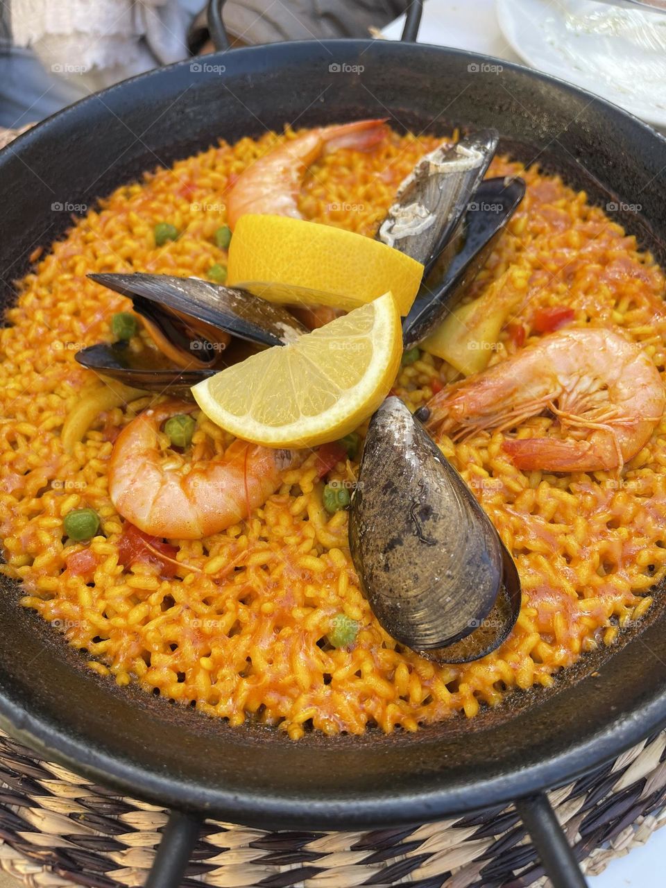 Seafood paella, Spanish style food, Spanish paella, rice recipes, fish paella, Spain tradition