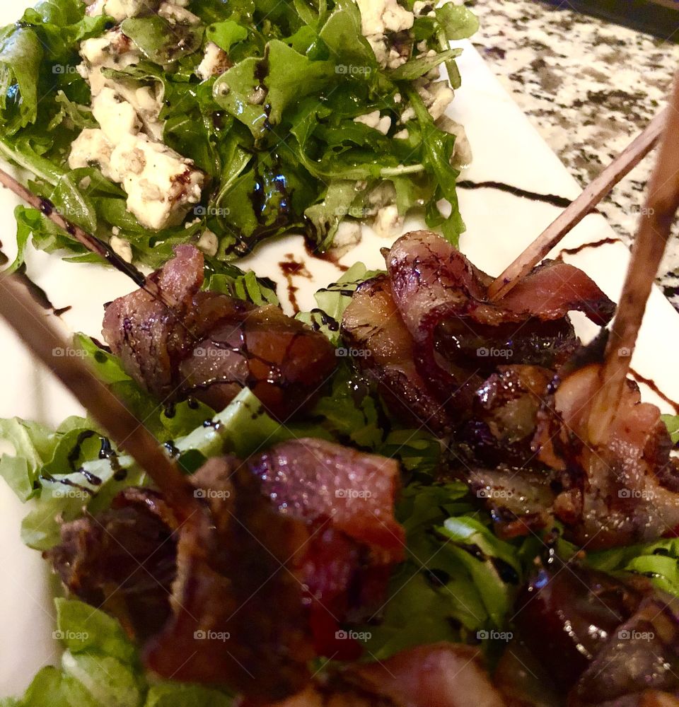 Bacon Wrapped Dates & Arugula Salad
