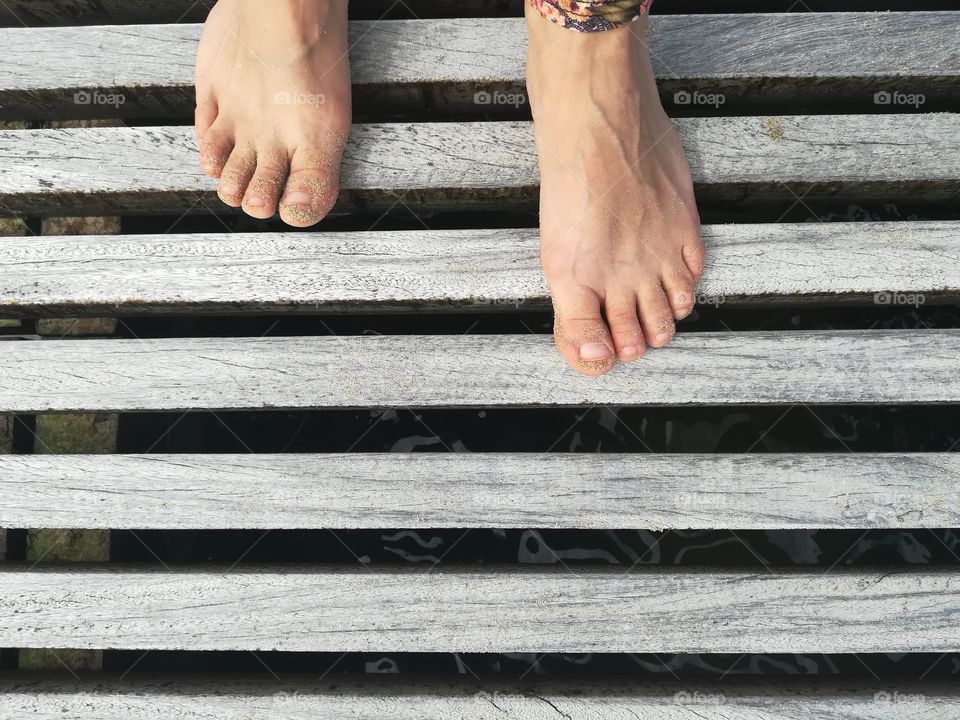 Barefoot on the bridge