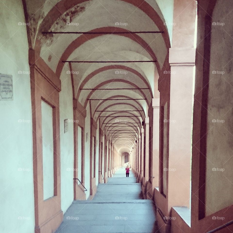 walking under San Luca portico