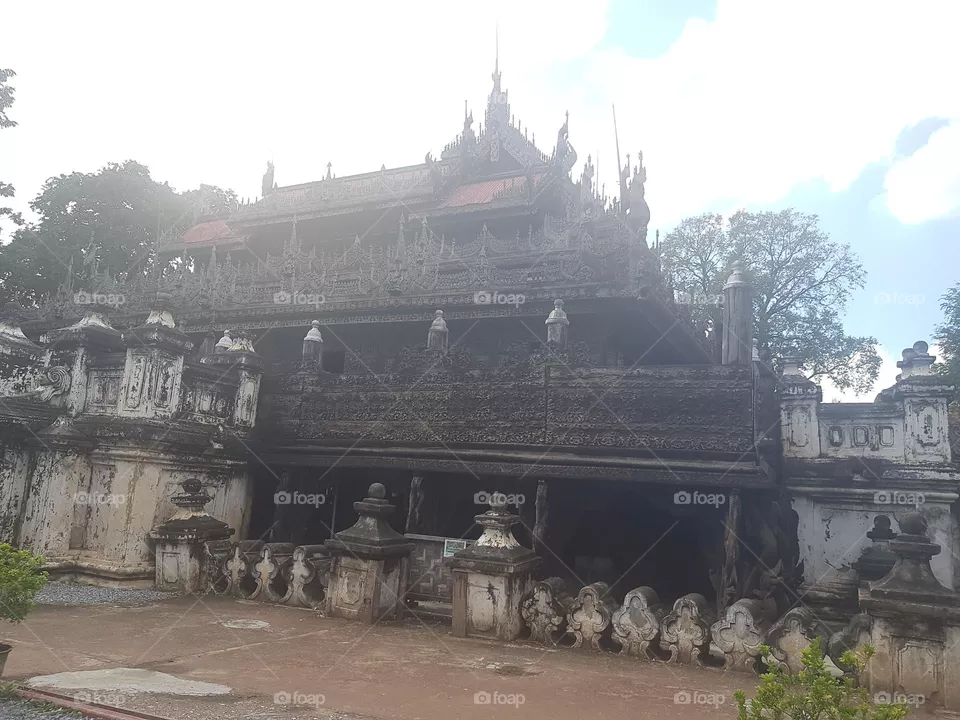 Ancient teak houses in Mandalay city