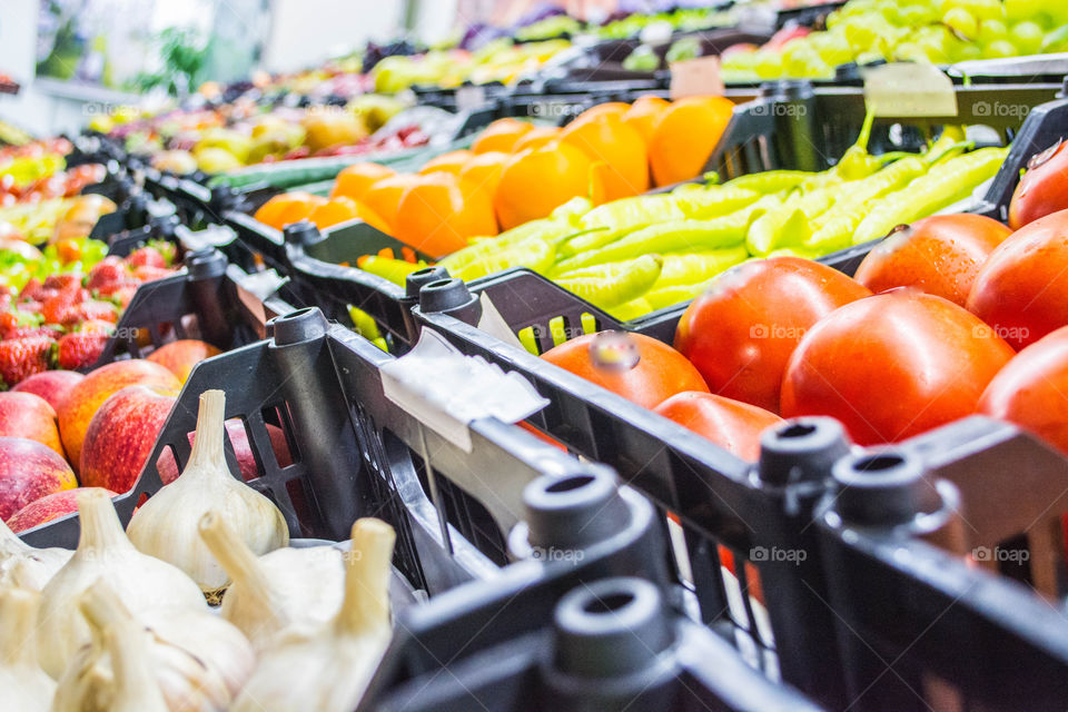 Fresh fruits and vegetables at organic fair