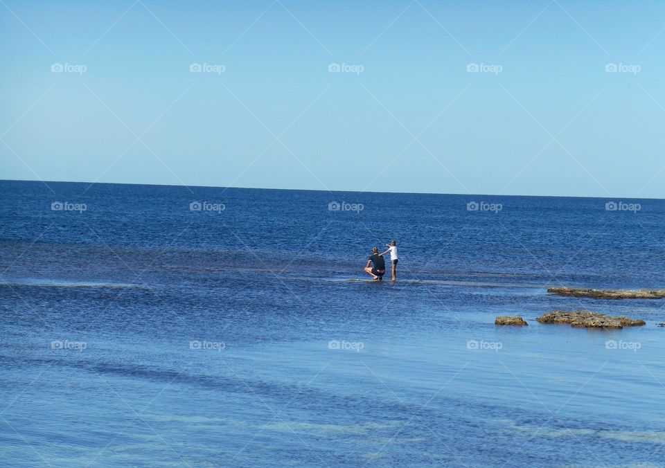 vacation on a sea beach, family resting