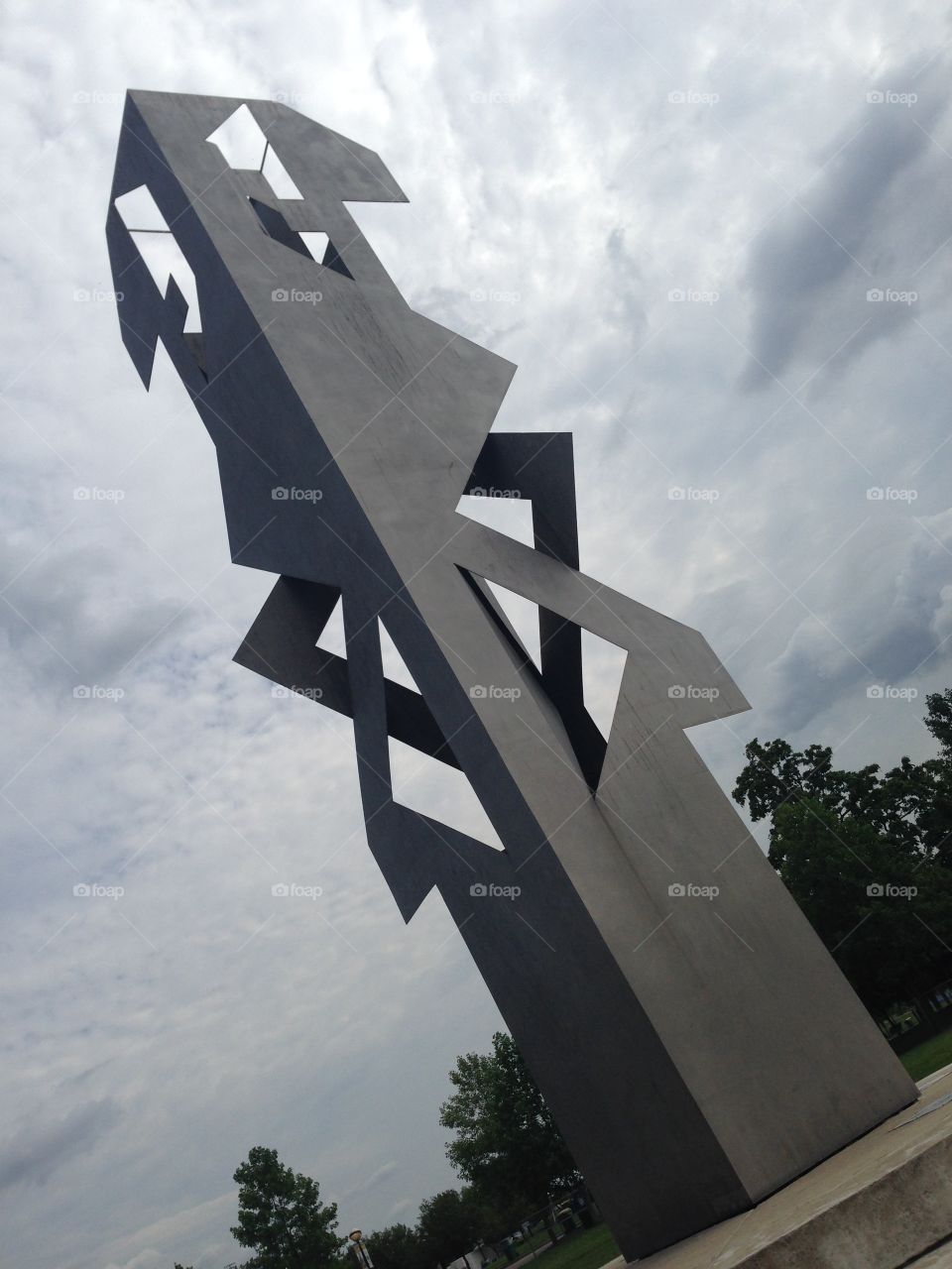 Metal totem pole. Indianapolis Indiana