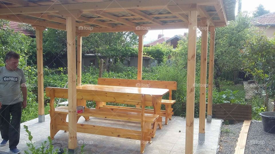 Carpenter work outside place for the summer