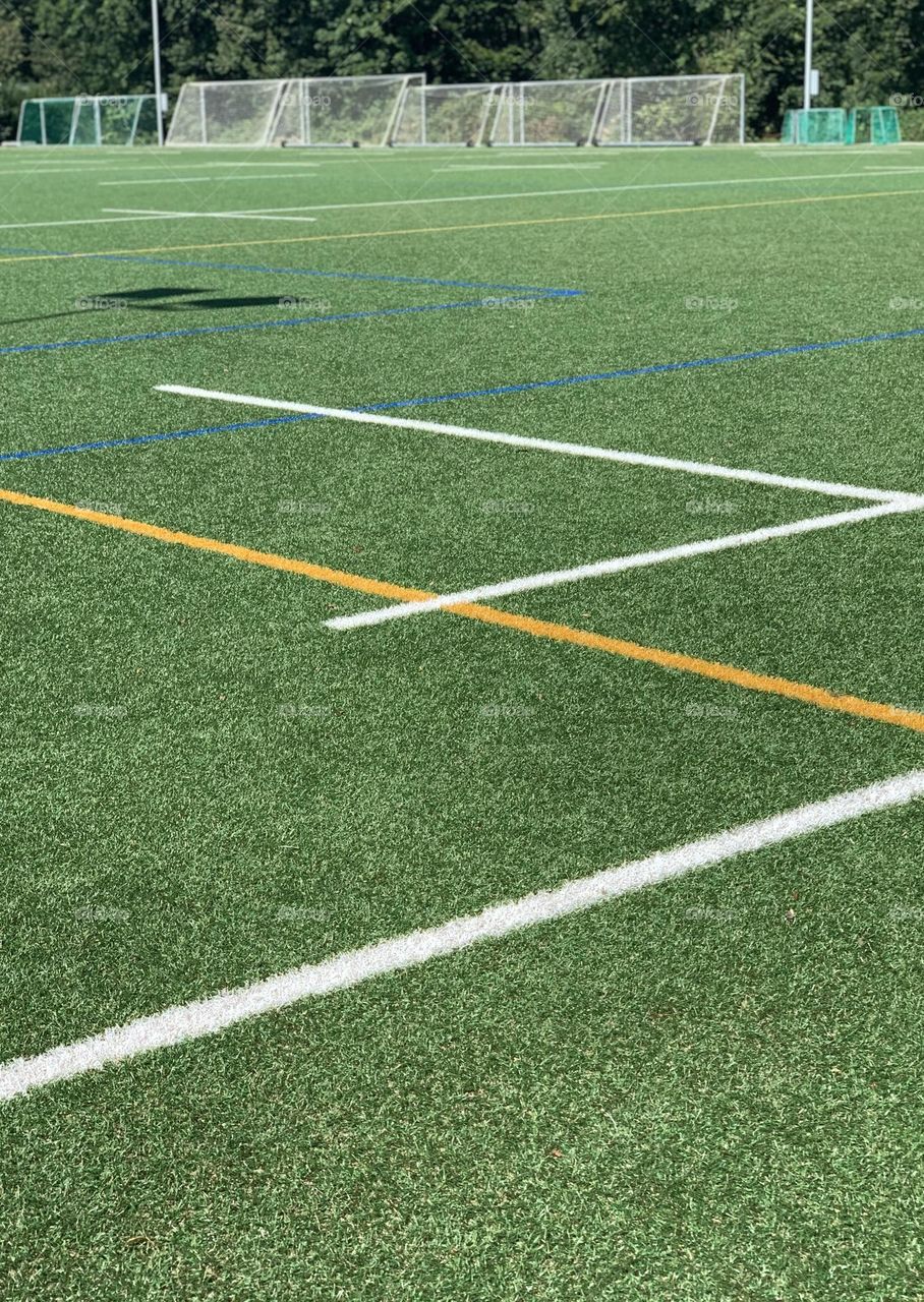 the grassy surface of a sports field