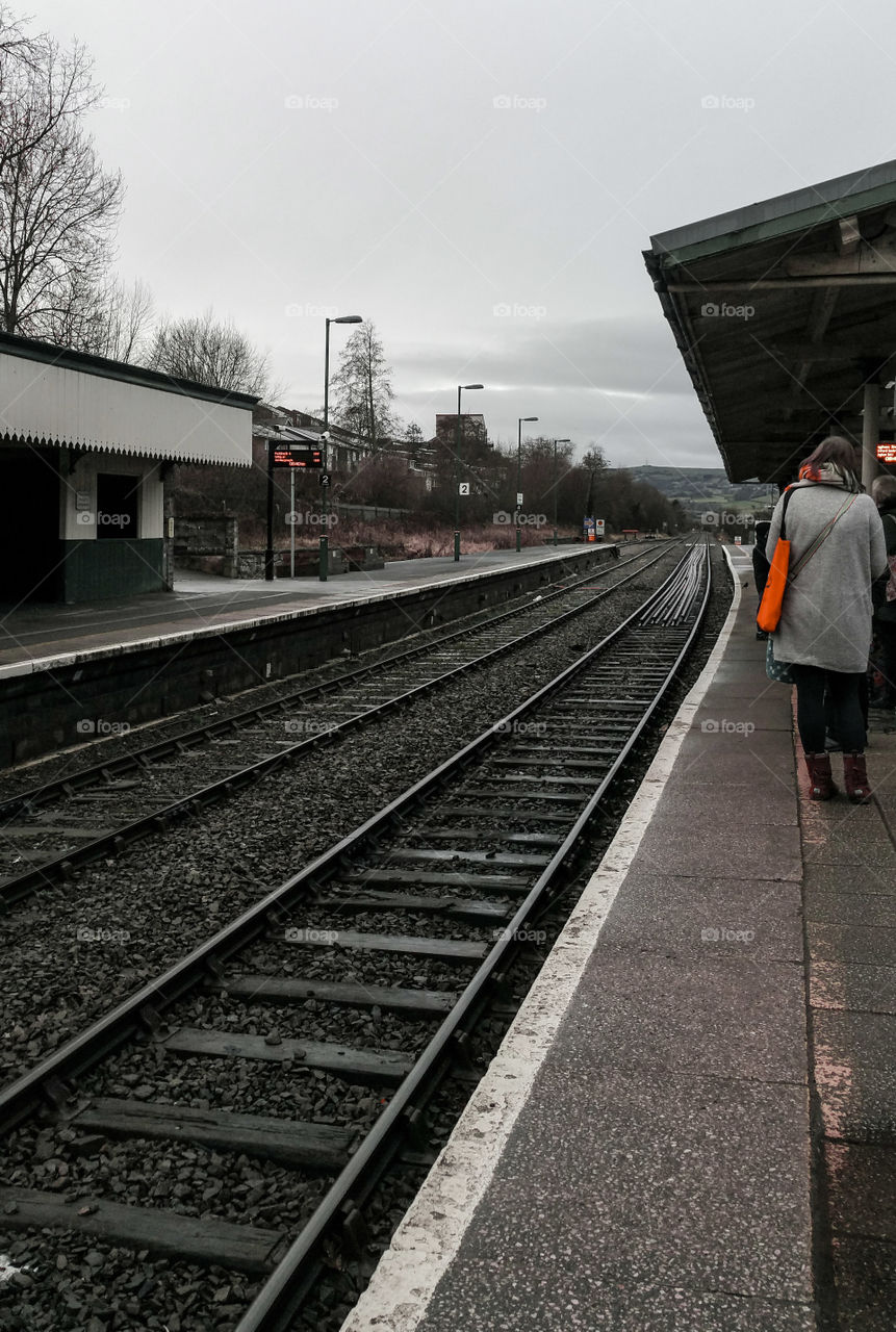 Red Bag / waiting for a train / Wales