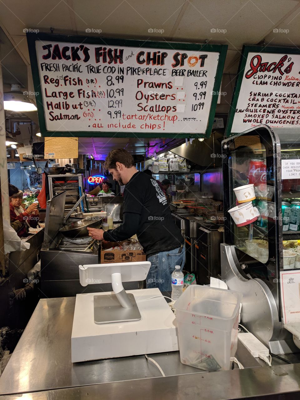 Jack's Fish and Chip Both at Pike's Market in Seattle, Washington. Fresh fish and delicious fries!