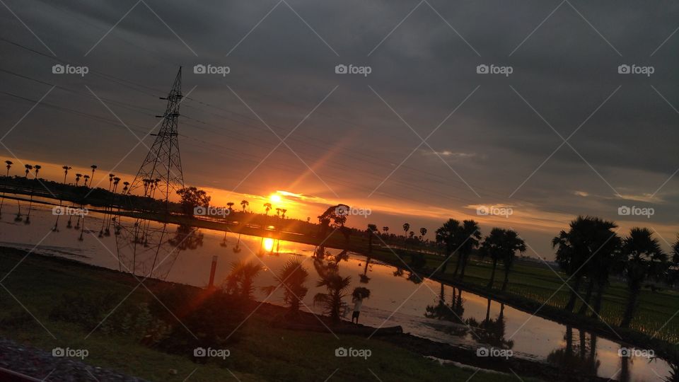 Water, Sunset, Landscape, Dawn, Vehicle