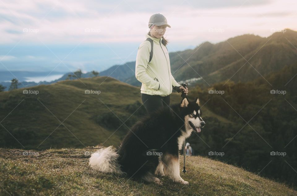 hiking with our dog.