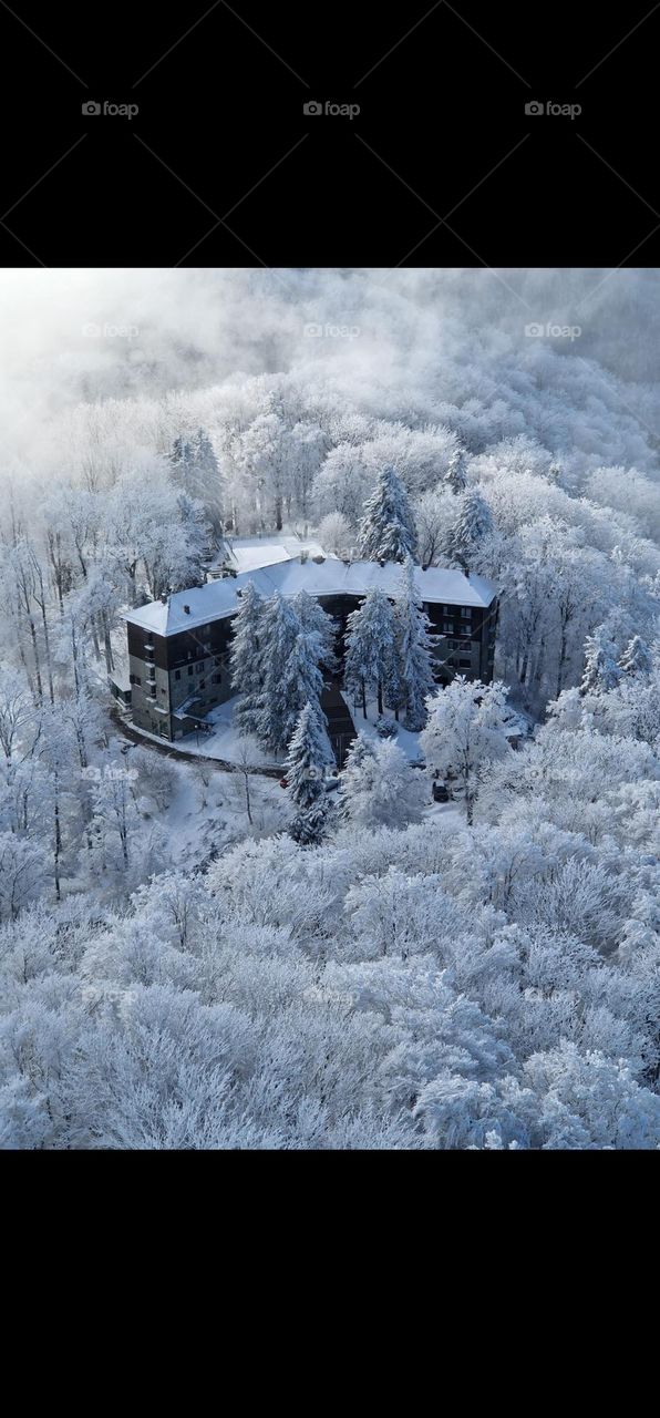 Winter view of the mountain top