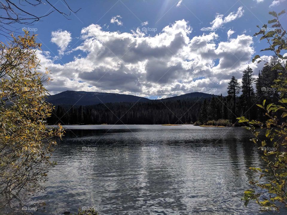 Manzanita Lake in Lassen Volcanic National Park - Shiny Reflective Lake with Trees, Nature, and Mountains