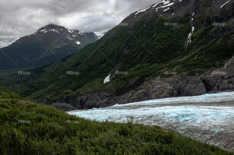 Mountains and a glacier