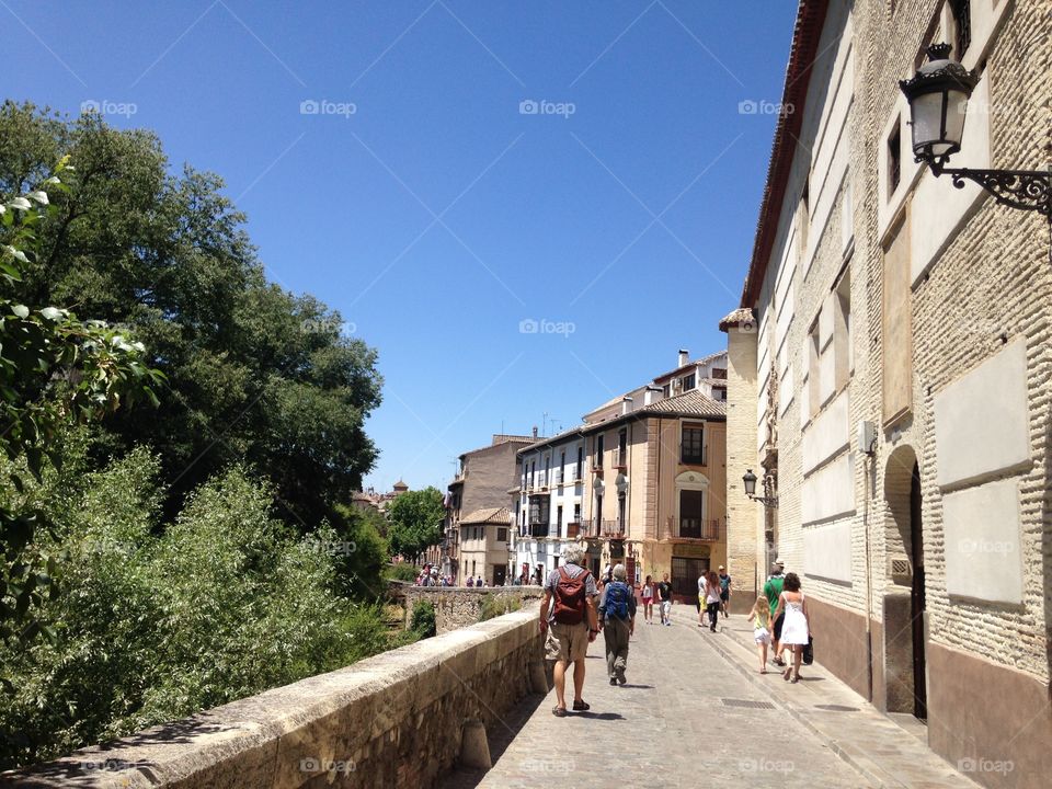 Ancient roads. Albycin, Granada, Spain. One of the oldest towns, since the moors. Beautiful town opposite the Alhambra. 