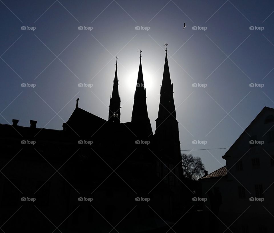 Uppsala cathedral silhouette