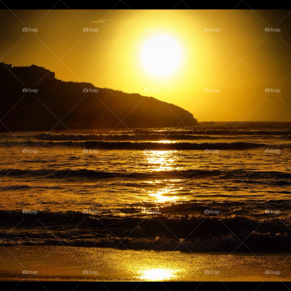 cornwall sunset waves evening by danletton