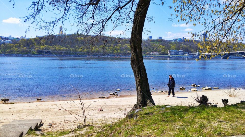 the Dnieper river in the city of Kyiv