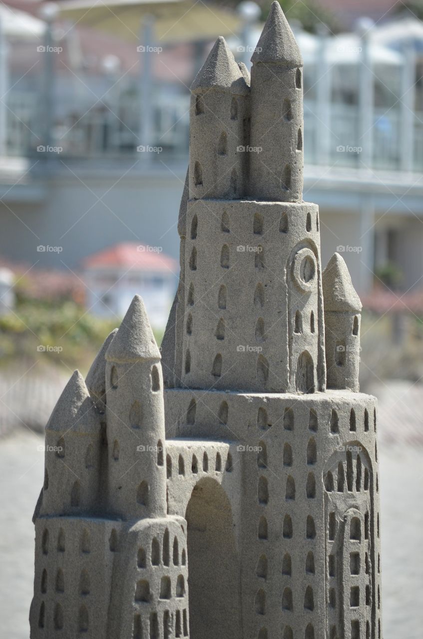 A sand castle on the Coronado island beach. 