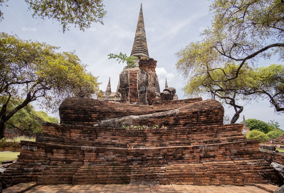 Thailand-June 25 2019:The three King’s pagoda at Wat Phra Si Sanphet in Ayuthaya , it was the grandest and famous pagoda.