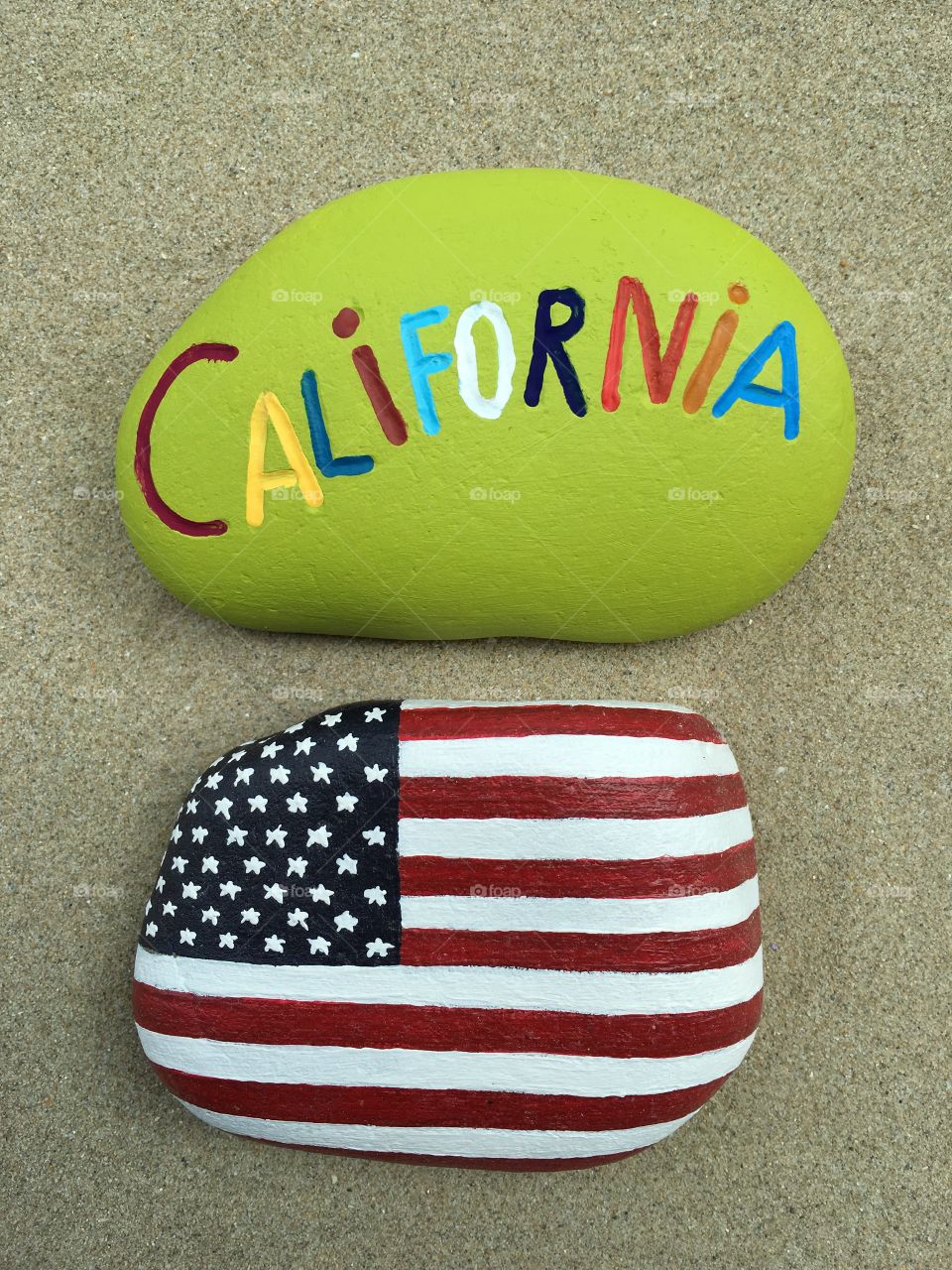 California, USA, souvenir on colored stones